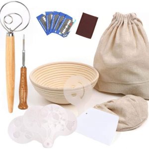 KB Rattan Banneton Basket Sourdough Starter Kit Bread Proofing Basket Bread Bowl Bread Baking Tools Supplies Wicker Basket
